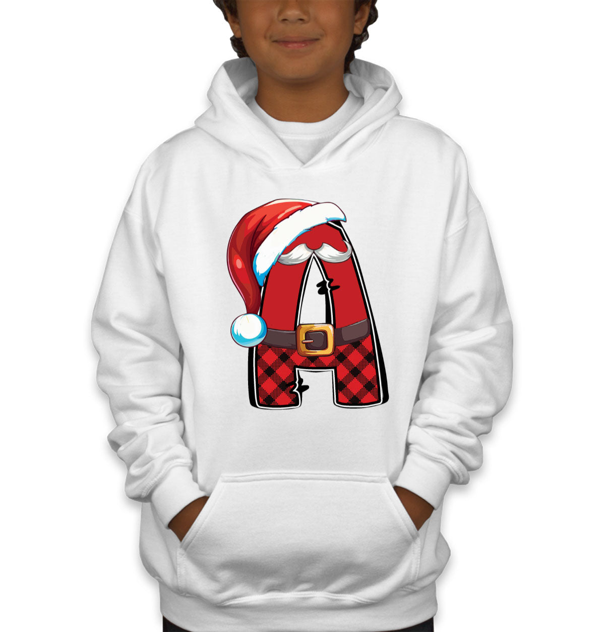 Christmas Santa Alphabet Letters [Custom Initial] Youth Hoodie