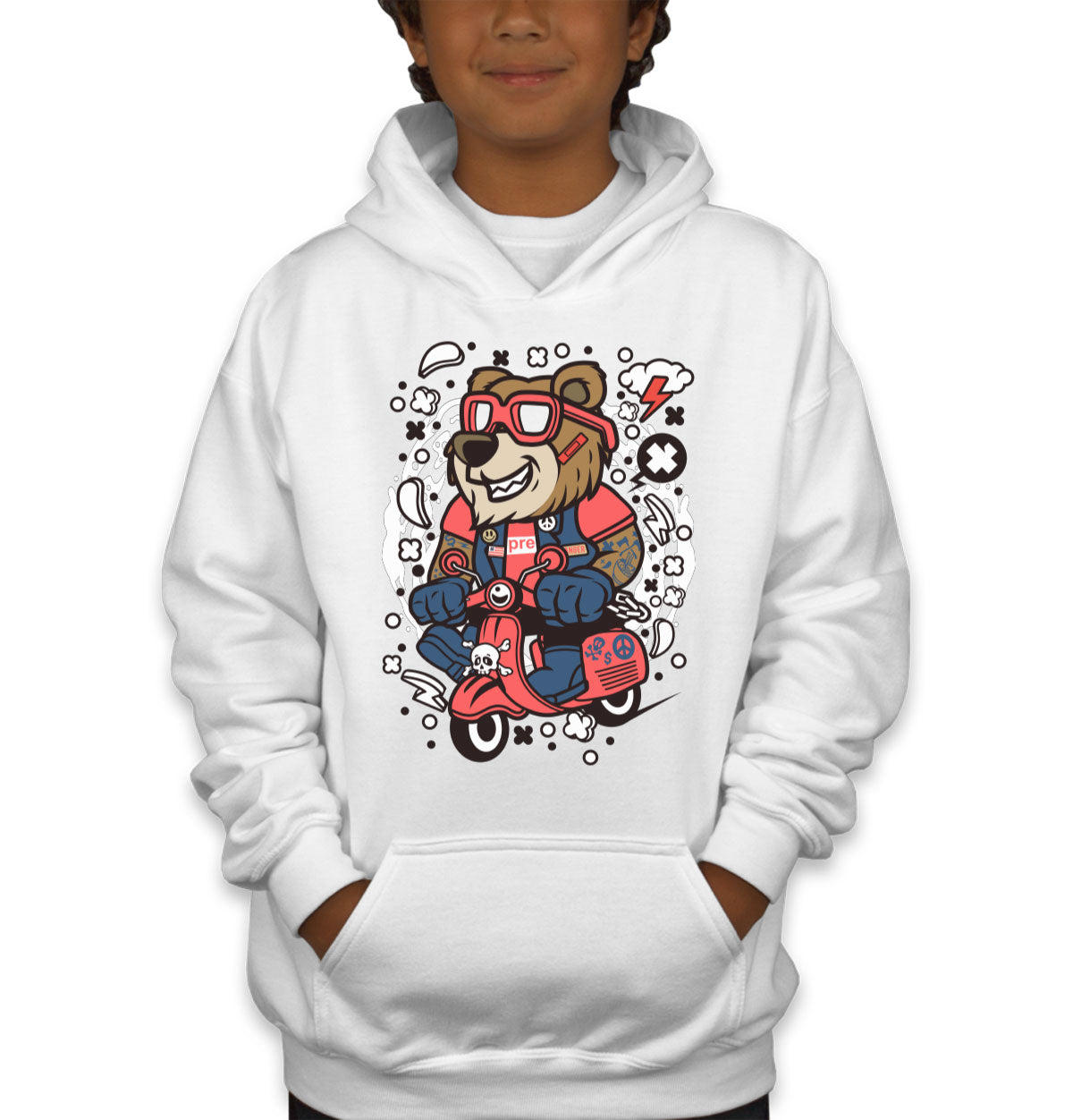 Scooter Bear Youth Hoodie