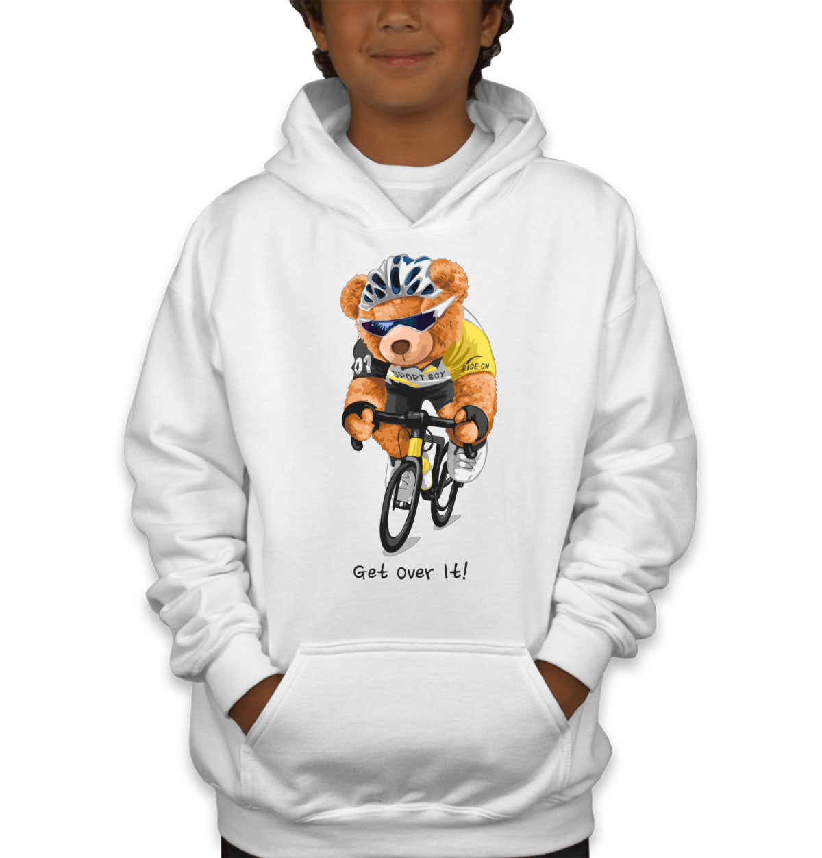 Teddy Bear Biker Get Over It Youth Hoodie