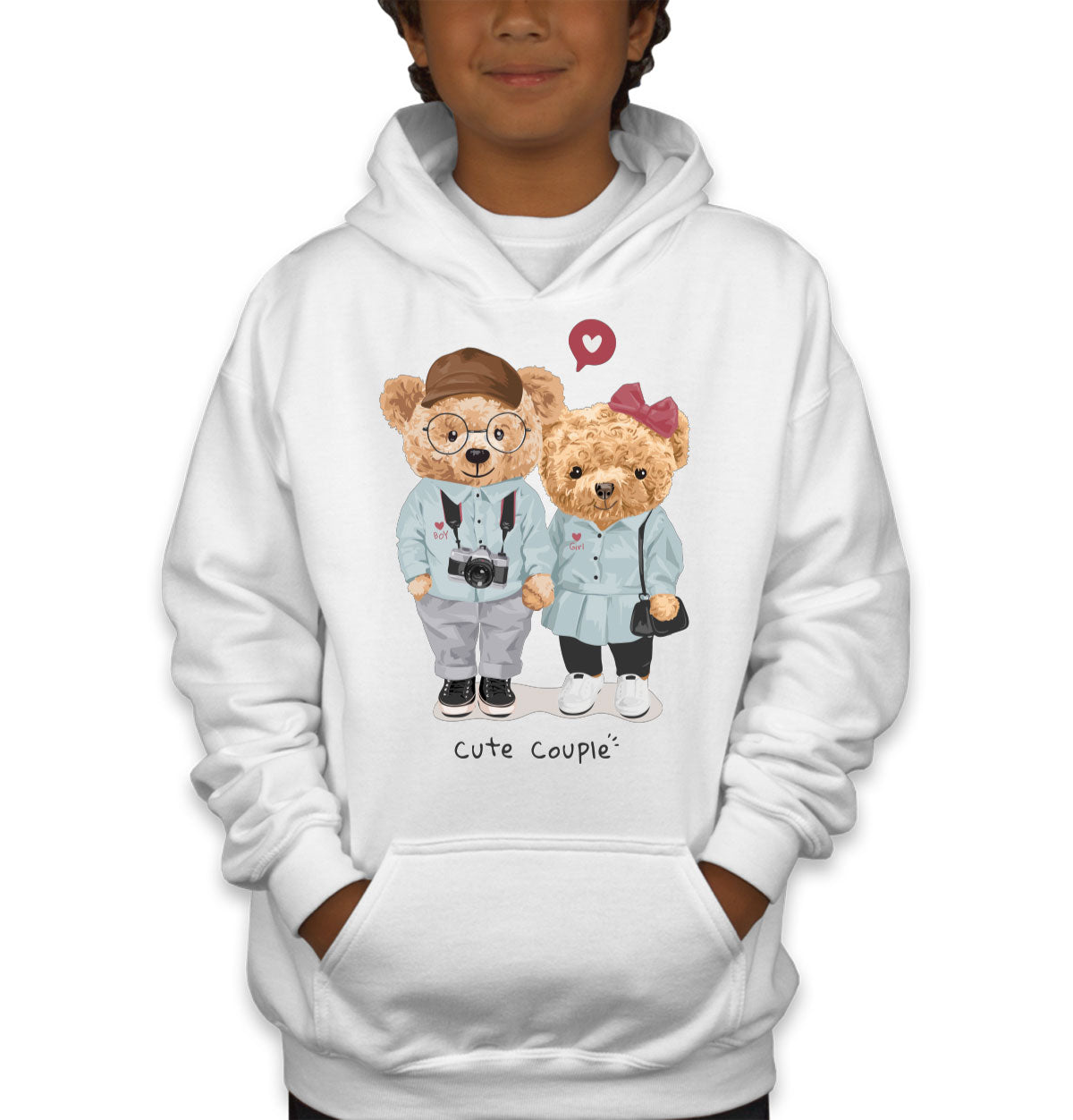 Teddy Bear Cute Couple Youth Hoodie