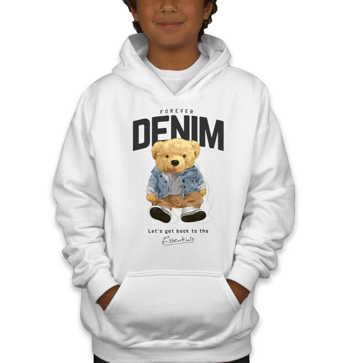 Teddy Bear Forever Denim Youth Hoodie