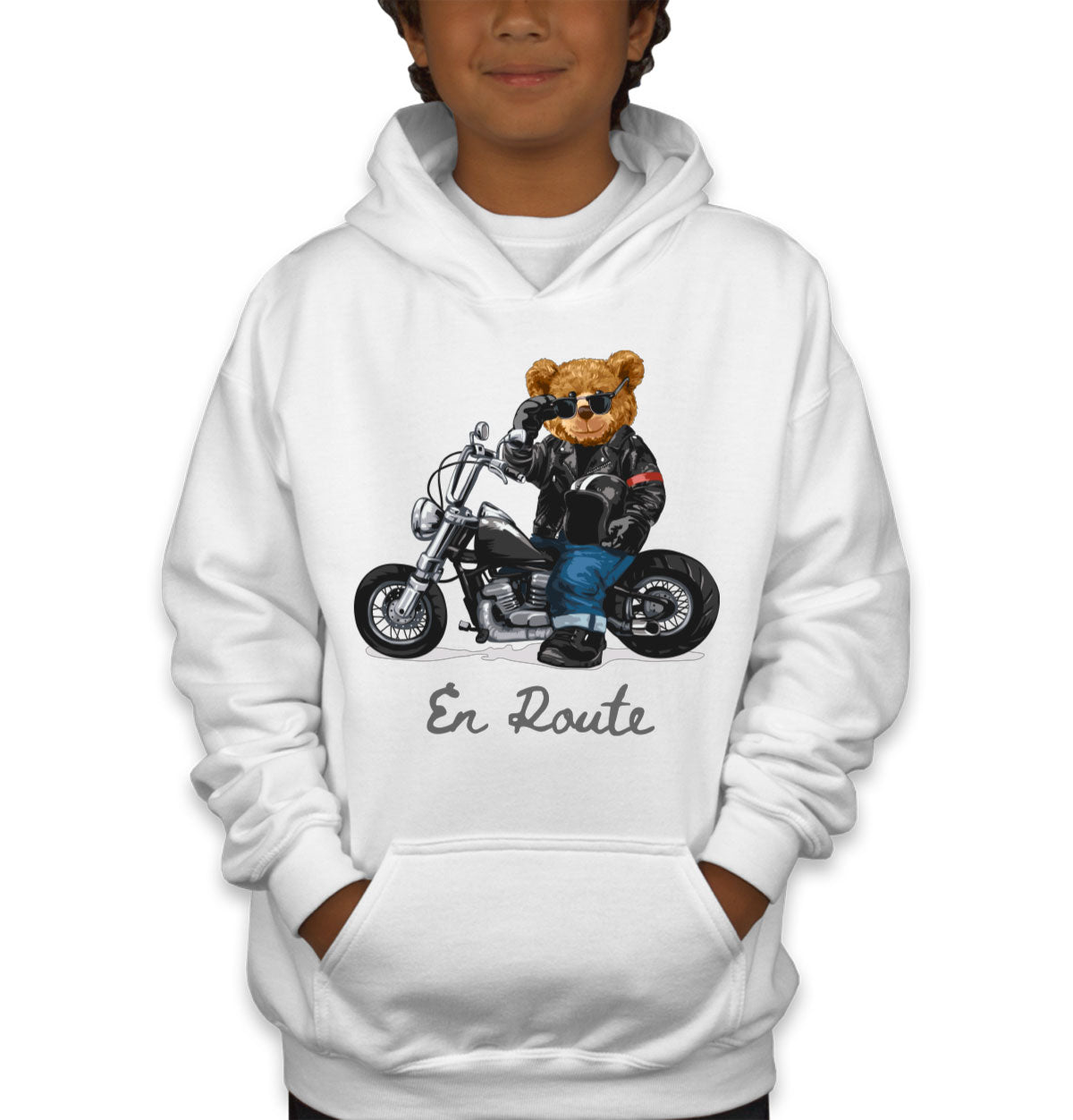 Teddy Bear Biker Youth Hoodie