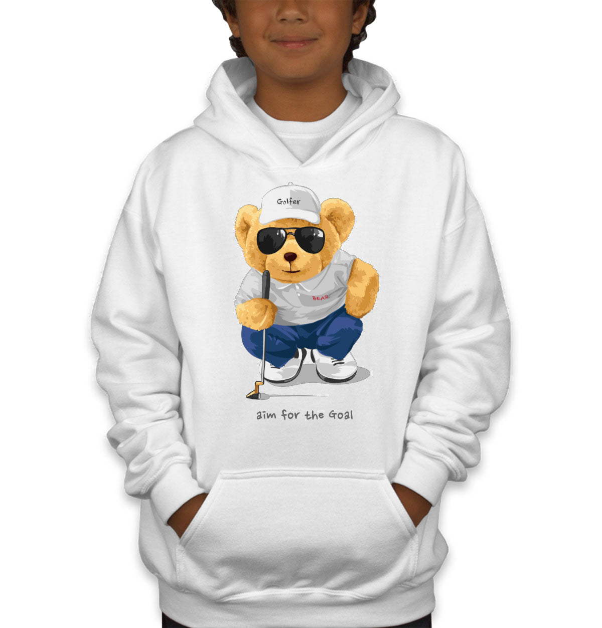 Teddy Bear Golfer Youth Hoodie