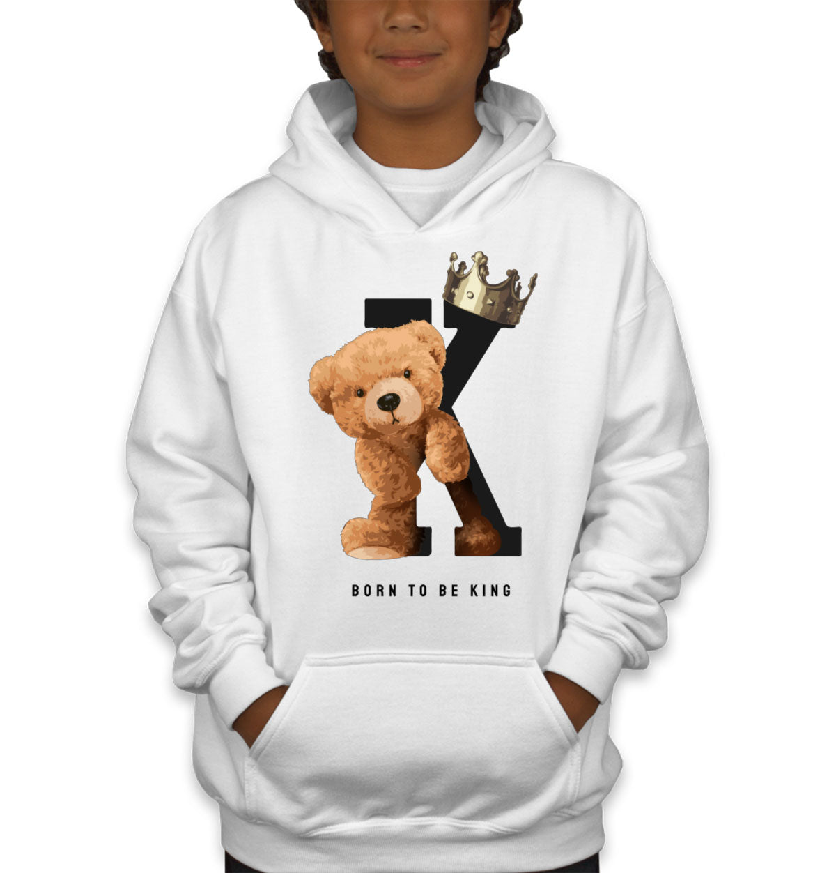 Teddy Bear Born To Be King Youth Hoodie