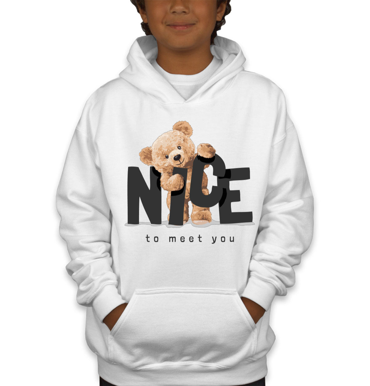 Teddy Bear Nice To Meet You Youth Hoodie