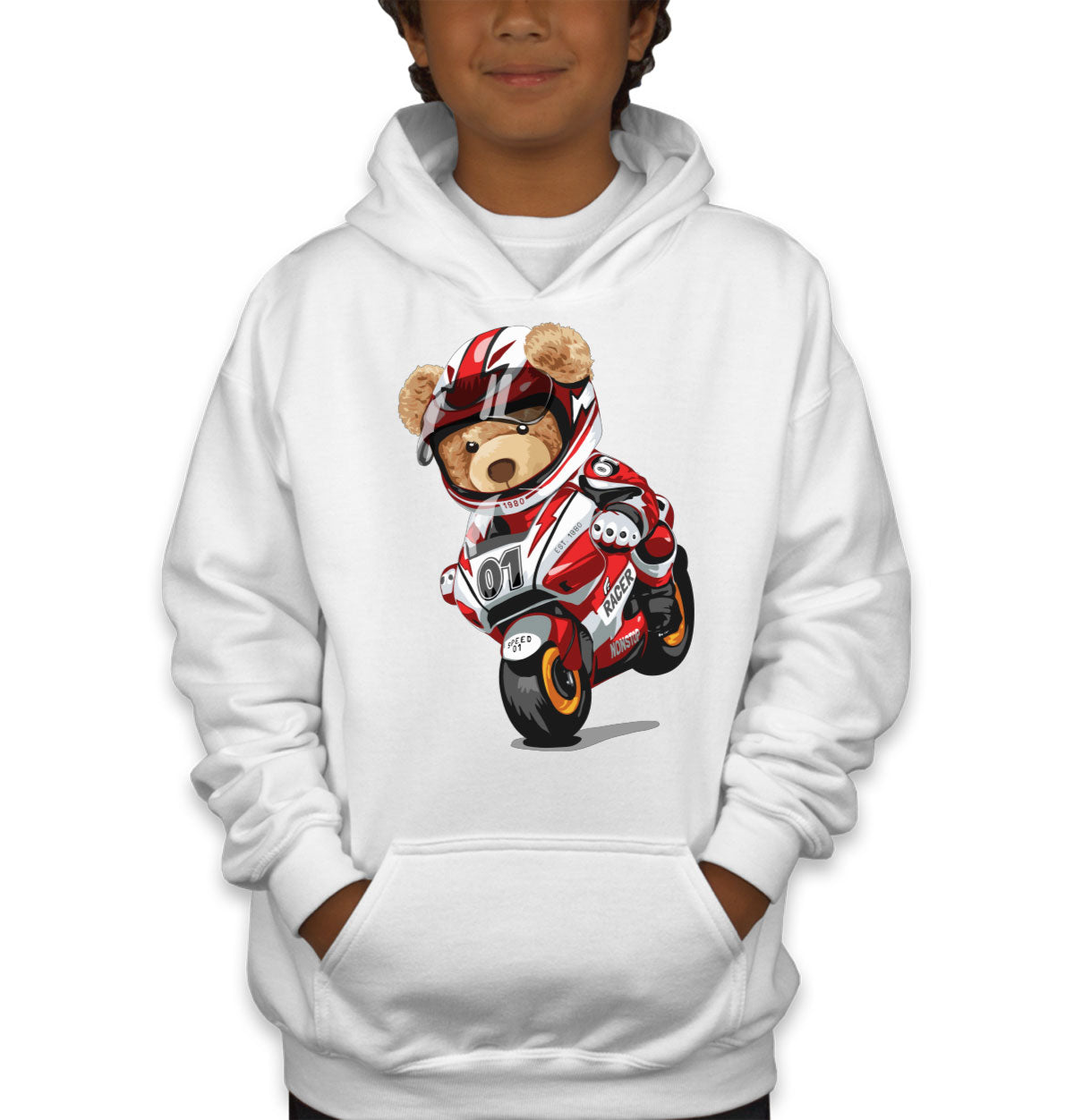 Teddy Bear Motorcycle Youth Hoodie