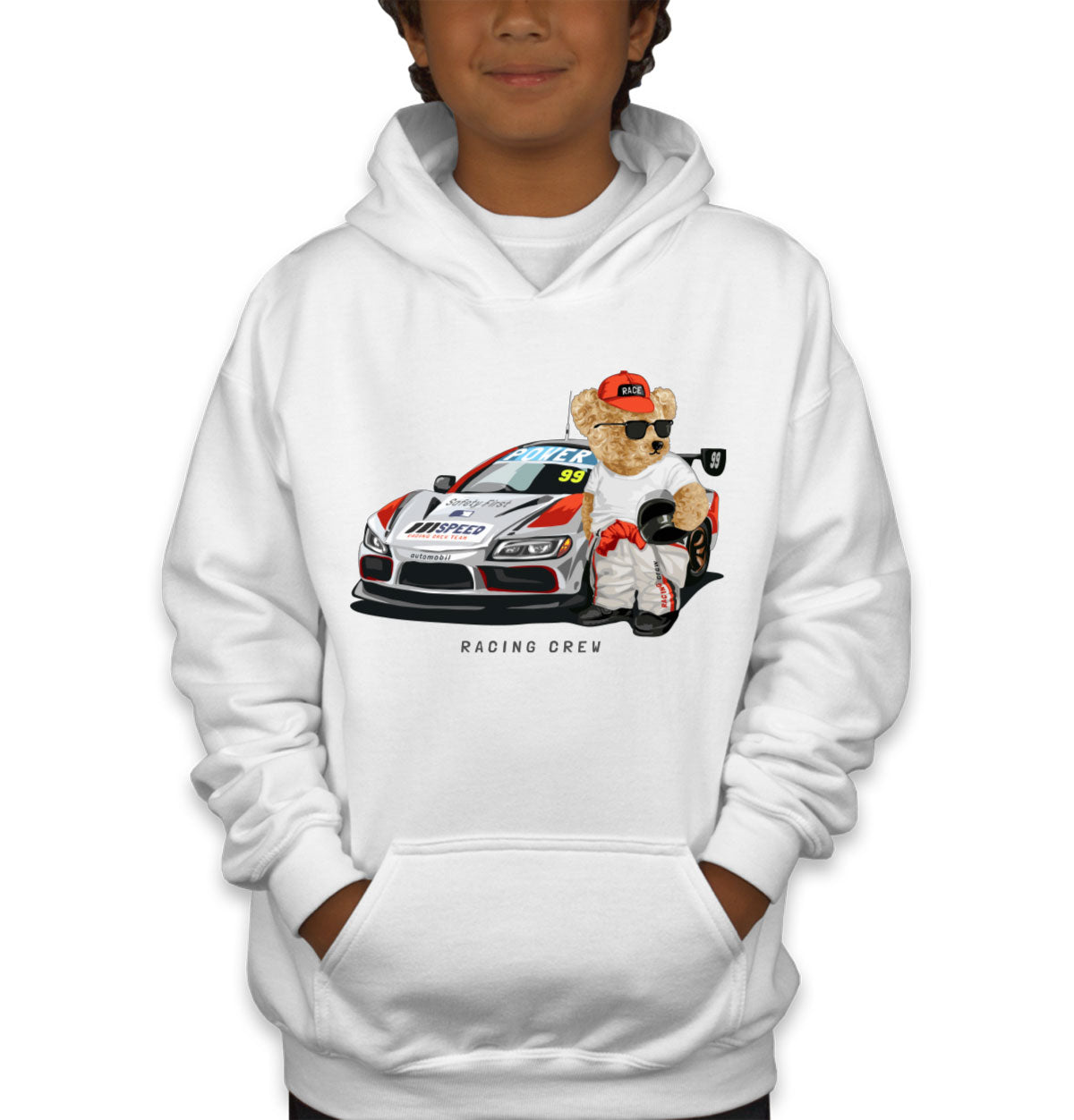 Teddy Bear Racing Crew Youth Hoodie
