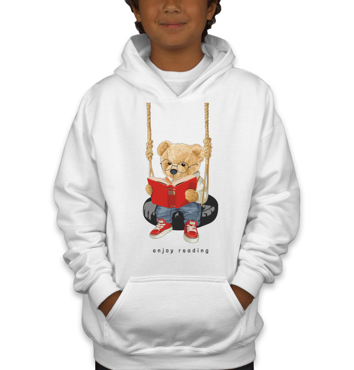 Teddy Bear Reading Youth Hoodie