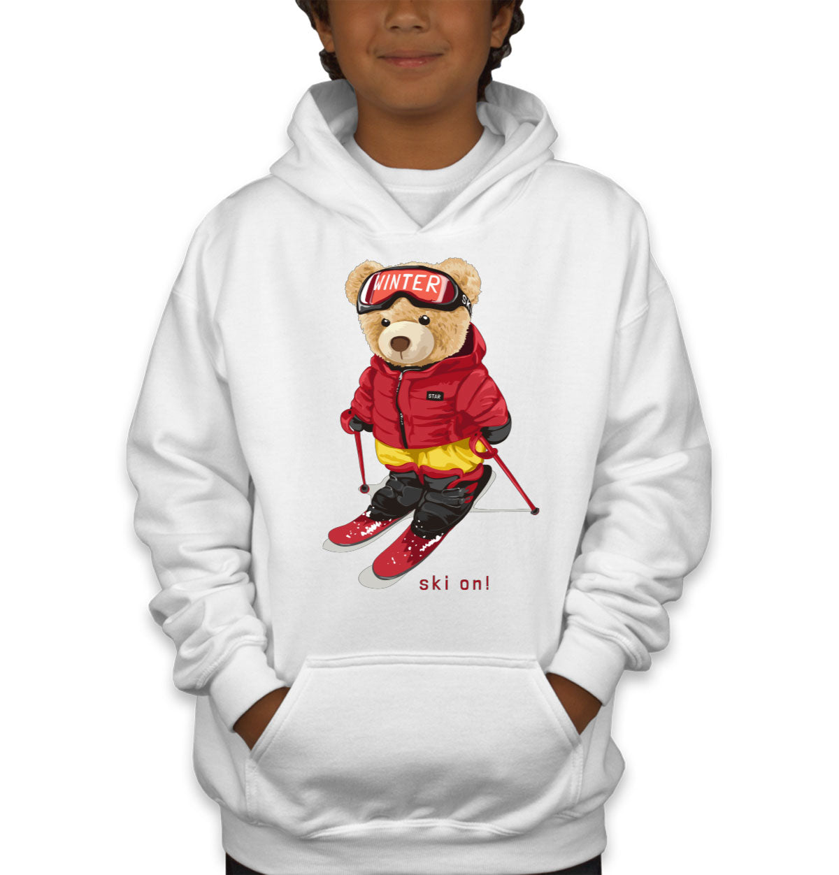 Teddy Bear Snowboarding Youth Hoodie