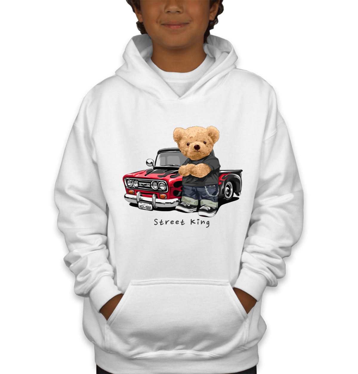 Teddy Bear Street King Youth Hoodie