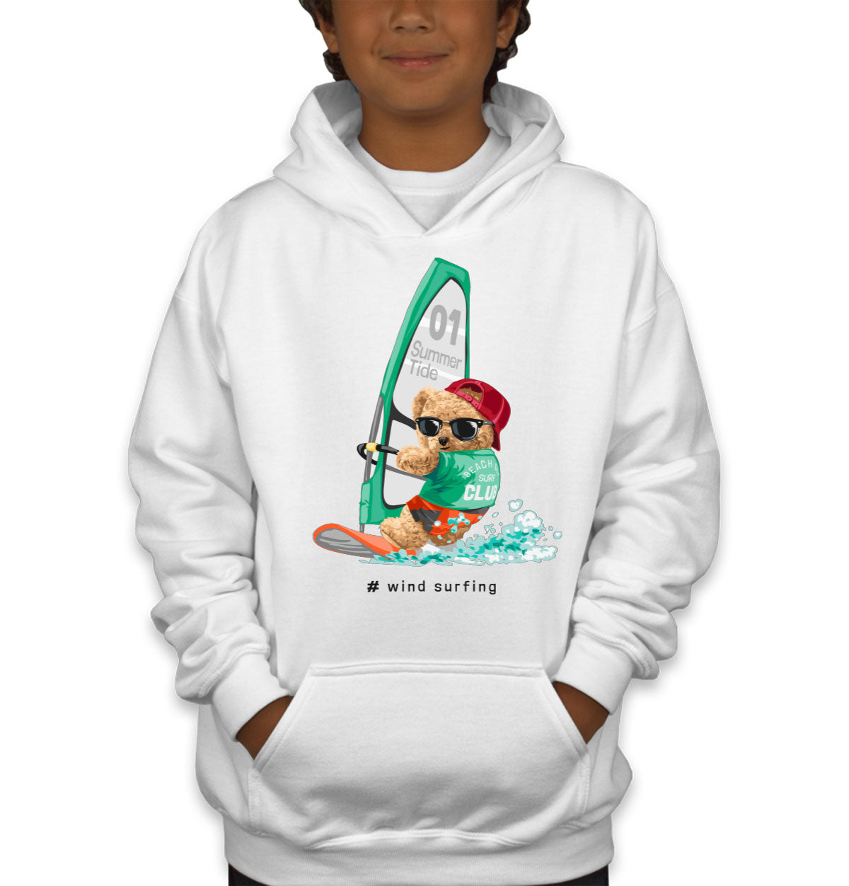 Teddy Bear Surfing Youth Hoodie