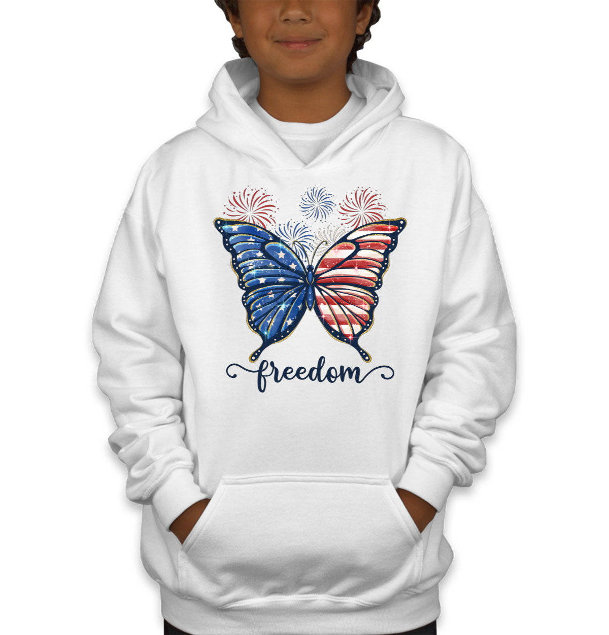 Freedom Butterfly USA Patriotic Youth Hoodie