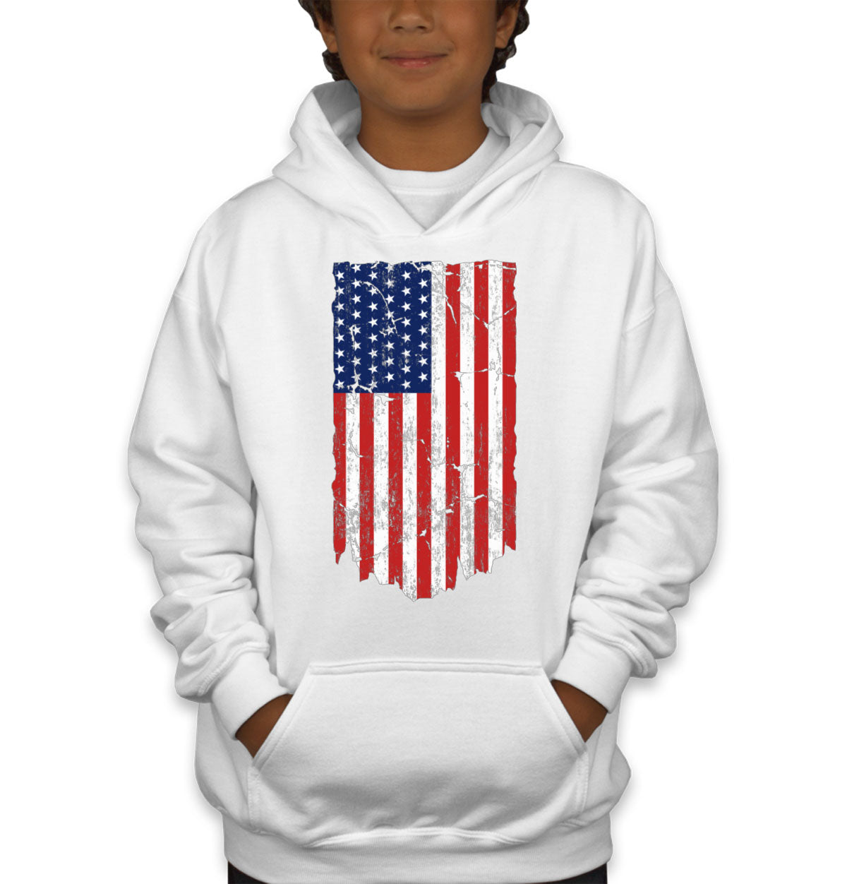 Distressed USA American Flag Youth Hoodie