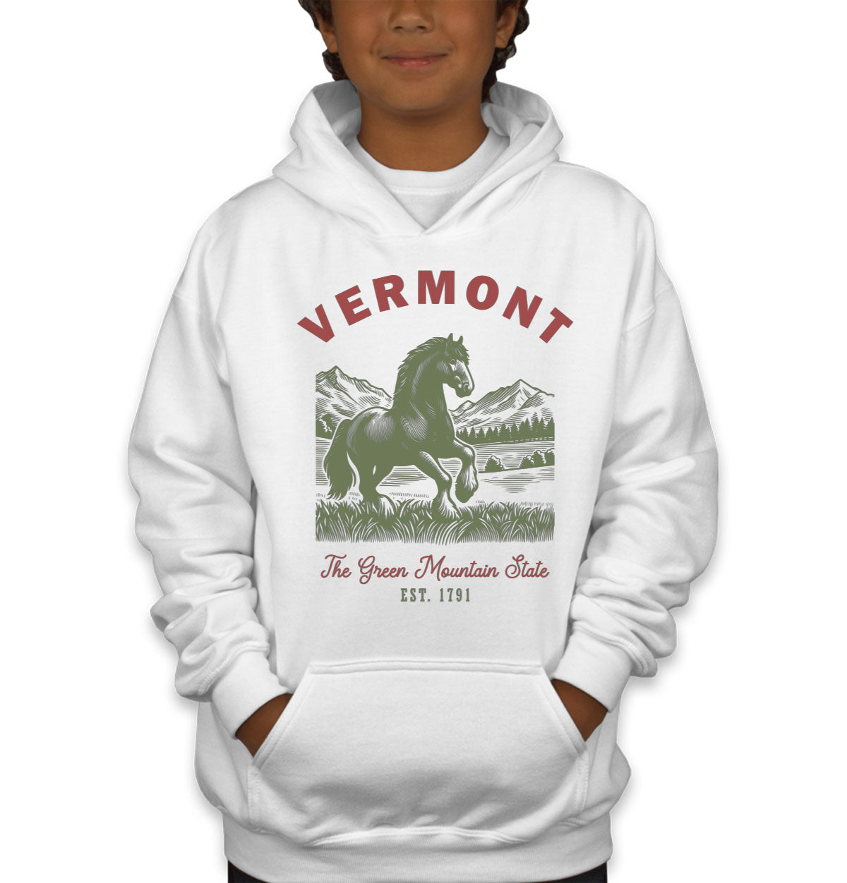 Vermont State Vintage Youth Hoodie
