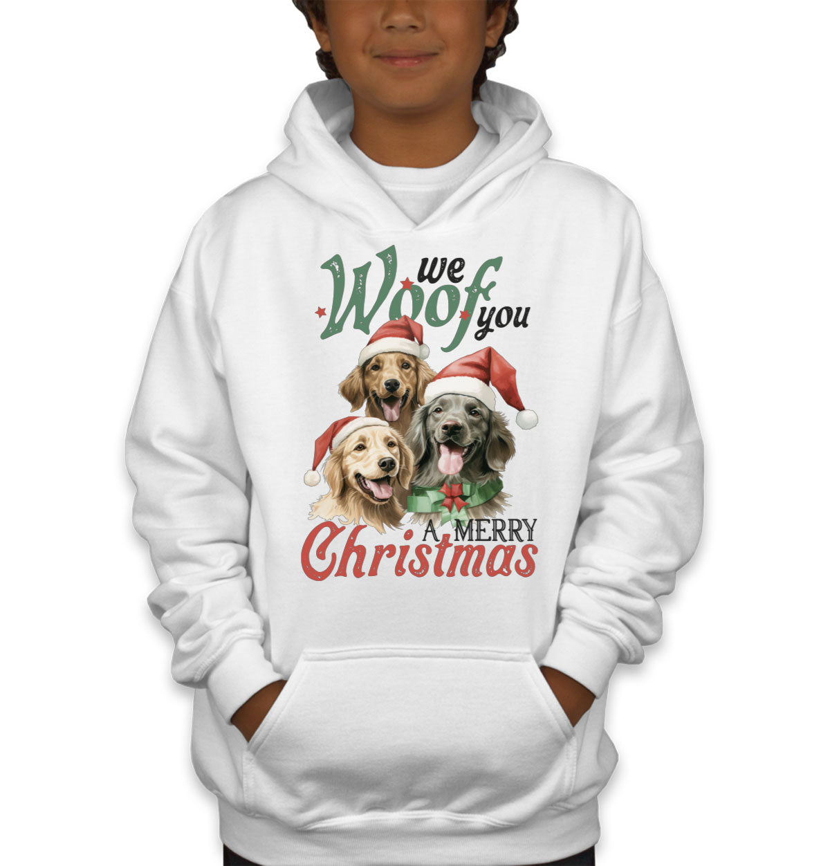 We Woof You A Merry Christmas Youth Hoodie