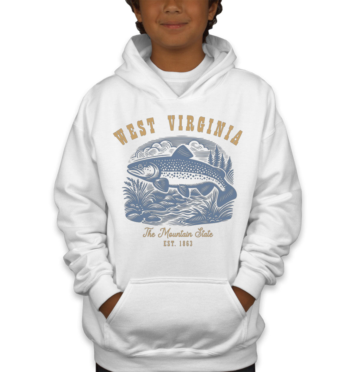 West Virginia State Vintage Youth Hoodie