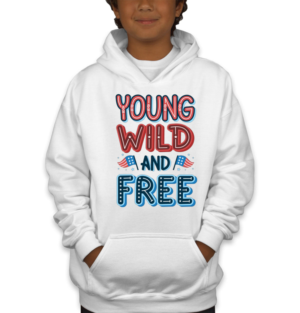 Young Wild And Free Patriotic Youth Hoodie