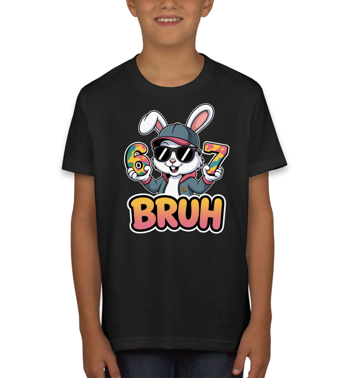 Six Seven Sixty Seven Bruh Bunny Easter Youth T-shirt