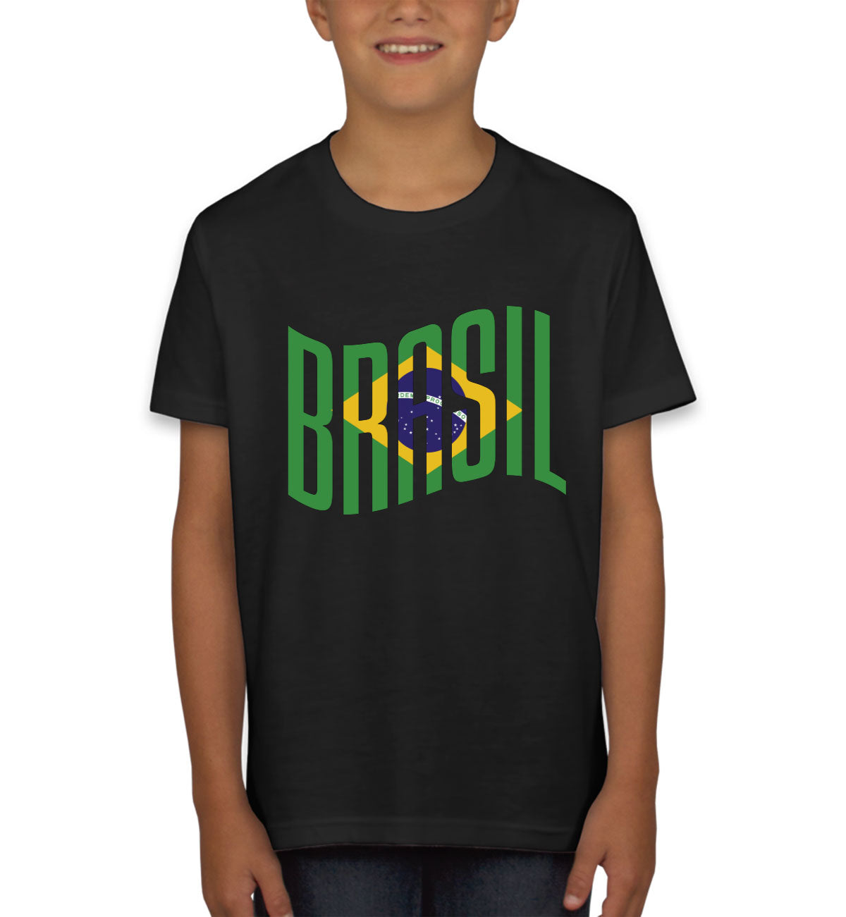 Brasil Typography With Brazil Flag Youth T-shirt