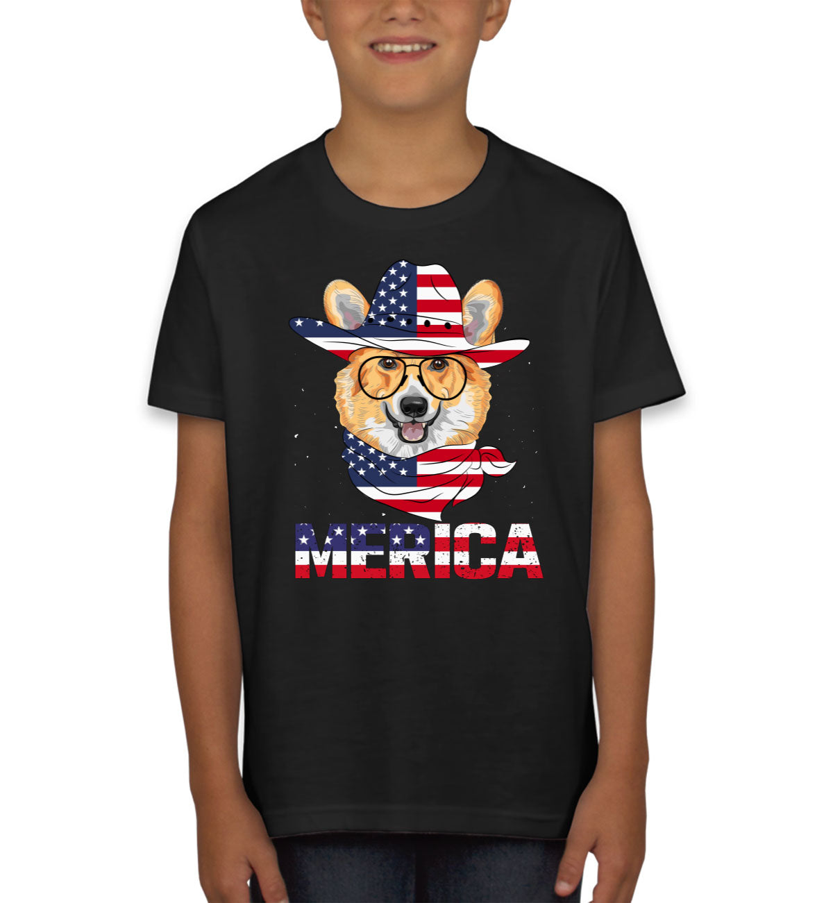 Corgi Merica Patriotic Youth T-shirt