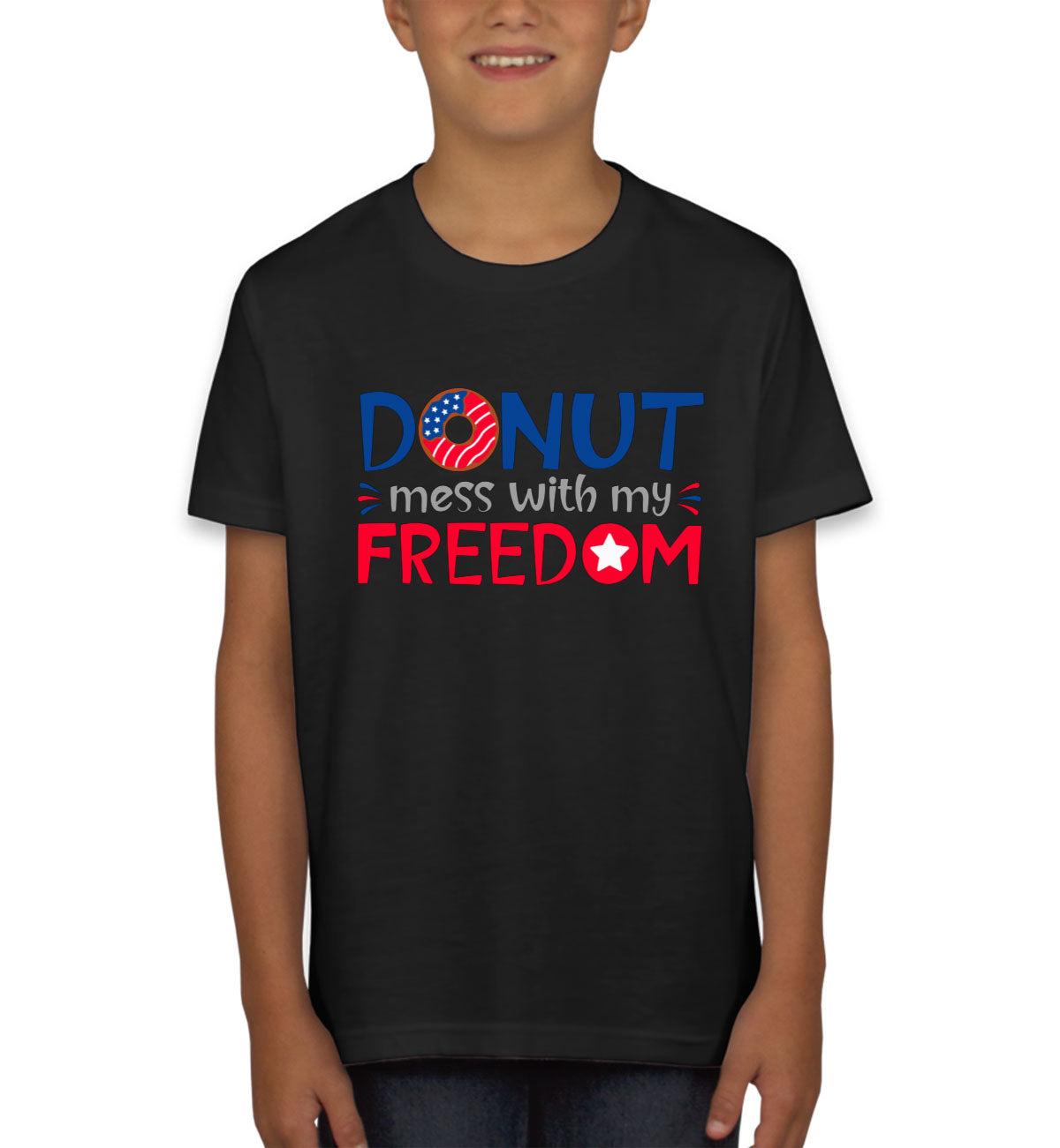 Donut Mess With My Freedom Patriotic Youth T-shirt