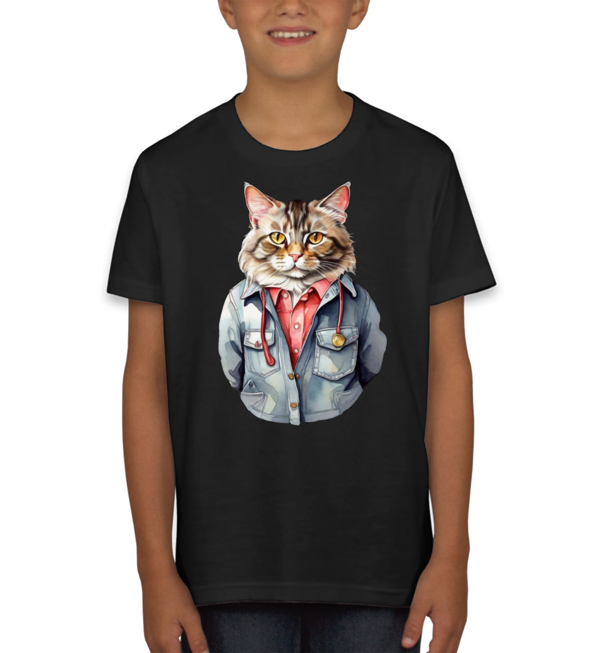Cool Orange Cat Youth T-shirt