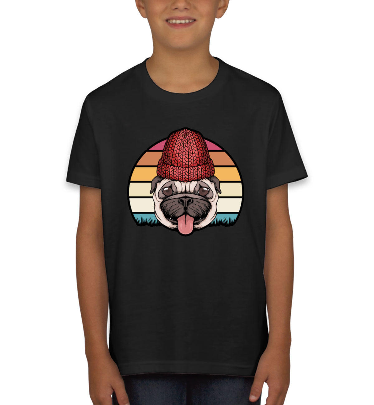 Retro Pug Dog Vintage Youth T-shirt
