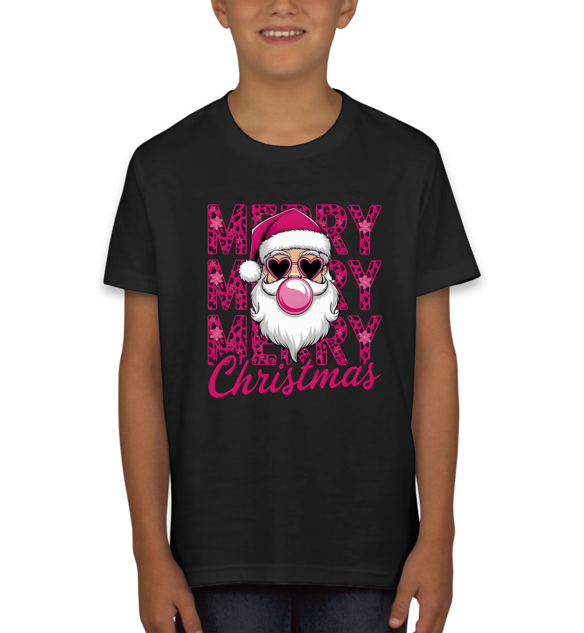 Santa Bubble Gum Merry Christmas Youth T-shirt