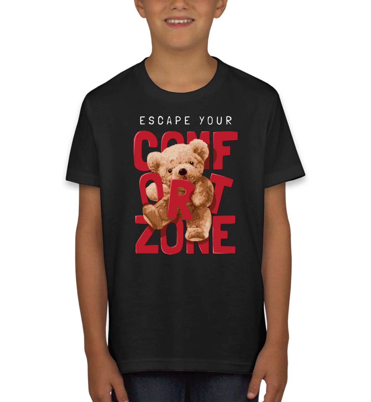 Teddy Bear Escape Your Comfort Zone Youth T-shirt