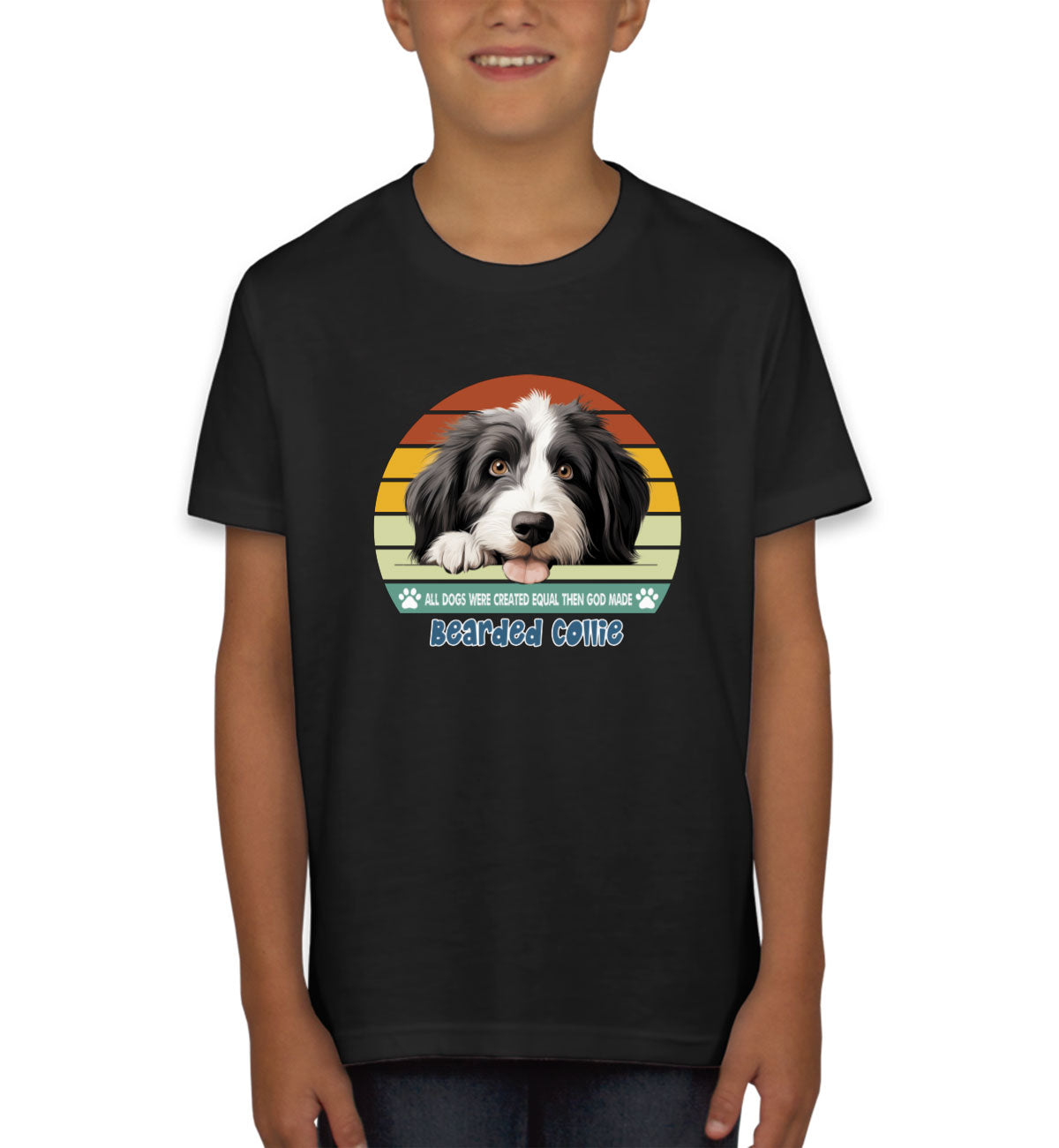 All Dogs Were Created Equal Bearded Collie Youth T-shirt