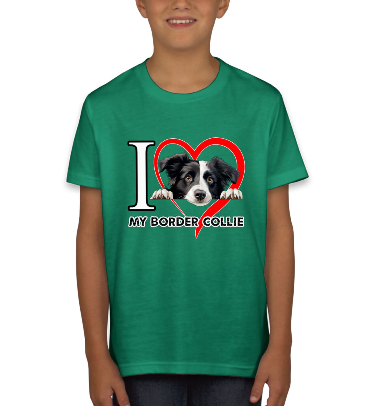 I Love My Border Collie Dog Youth T-shirt