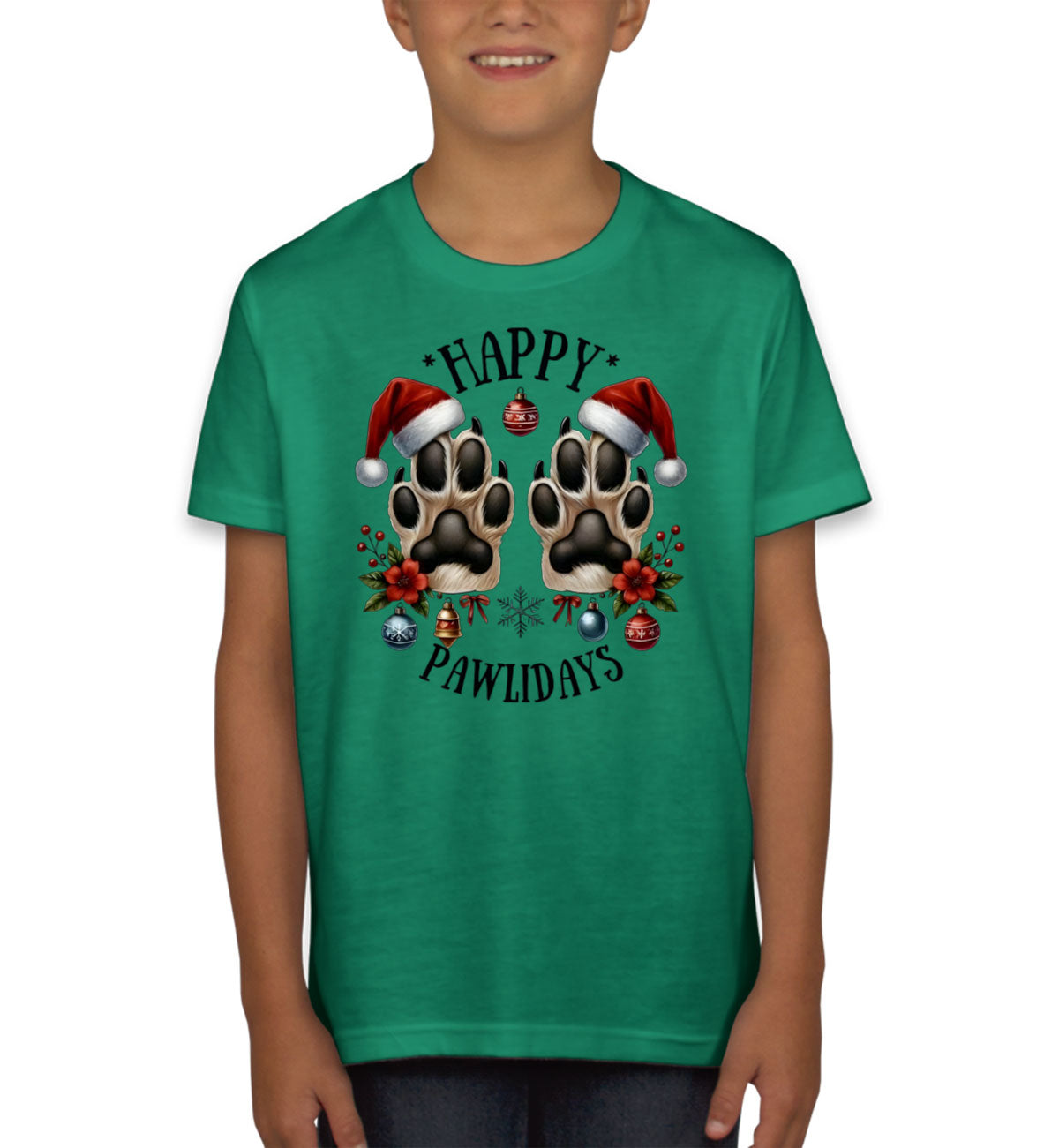 Happy Pawlidays Christmas Youth T-shirt