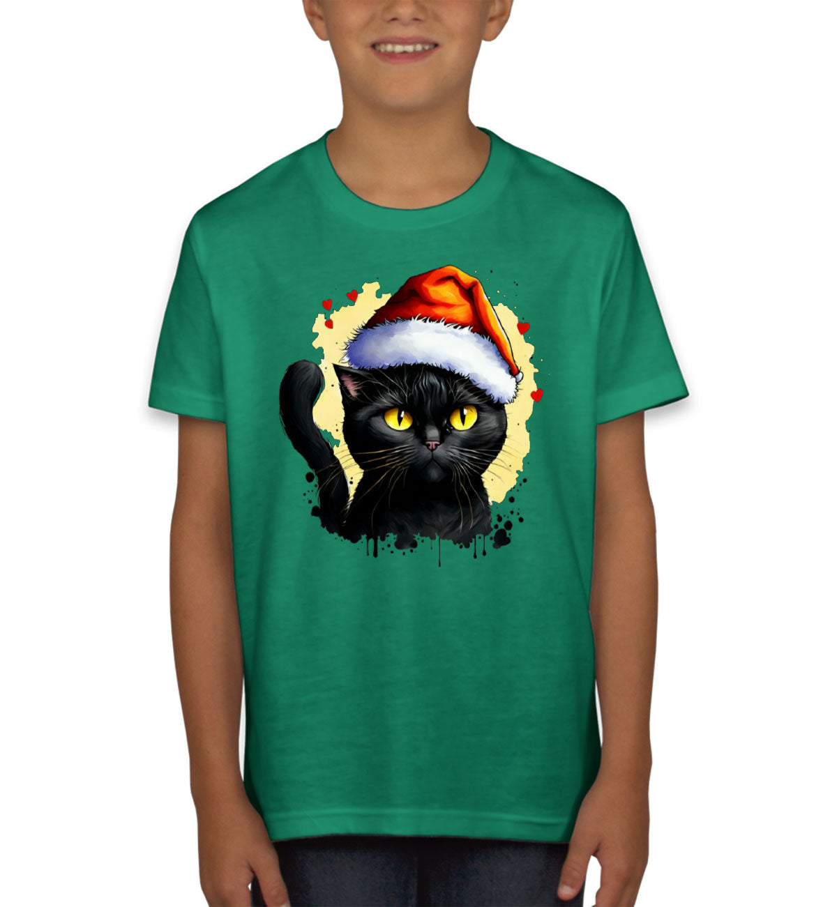 Santa Black Cat Youth T-shirt