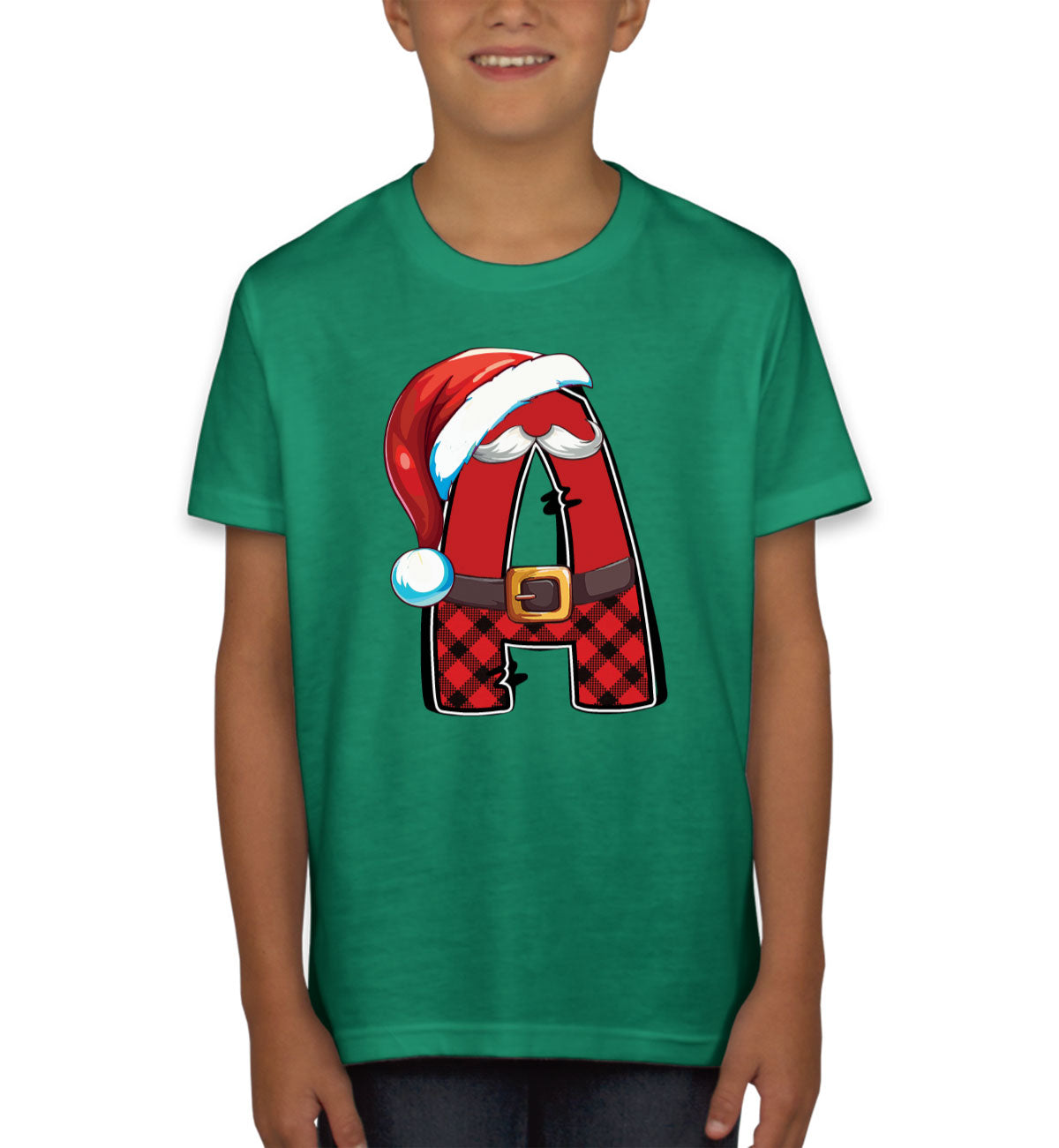 Christmas Santa Alphabet Letters [Custom Initial] Youth T-shirt
