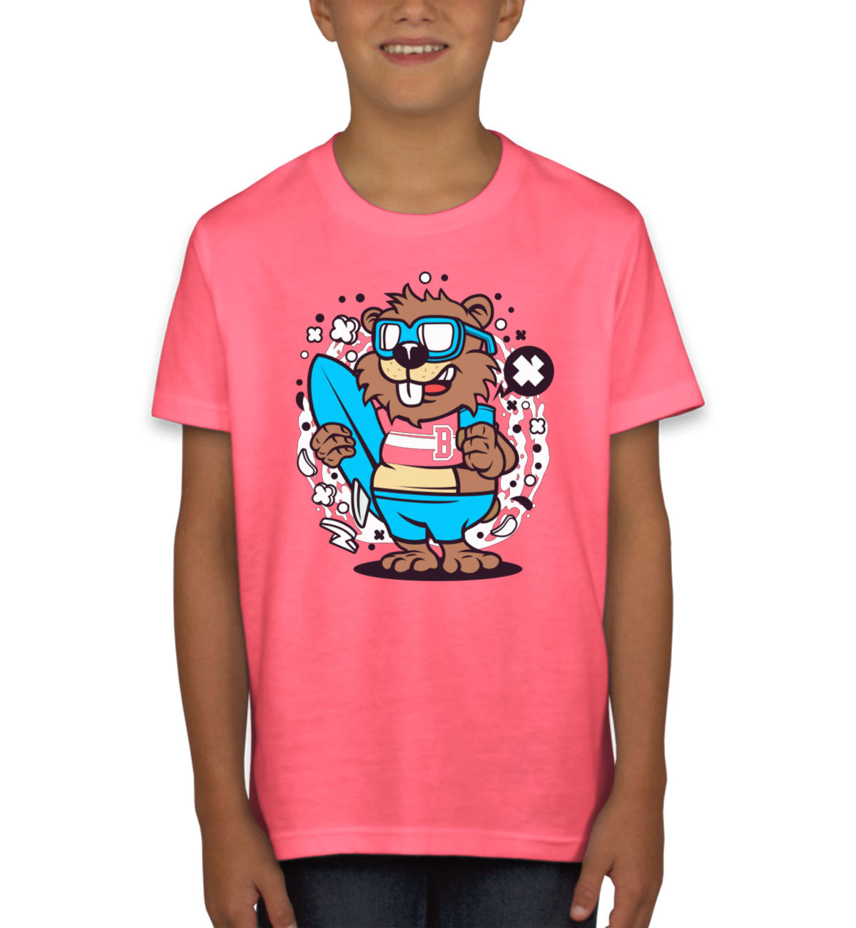 Surfing Beaver Youth T-shirt
