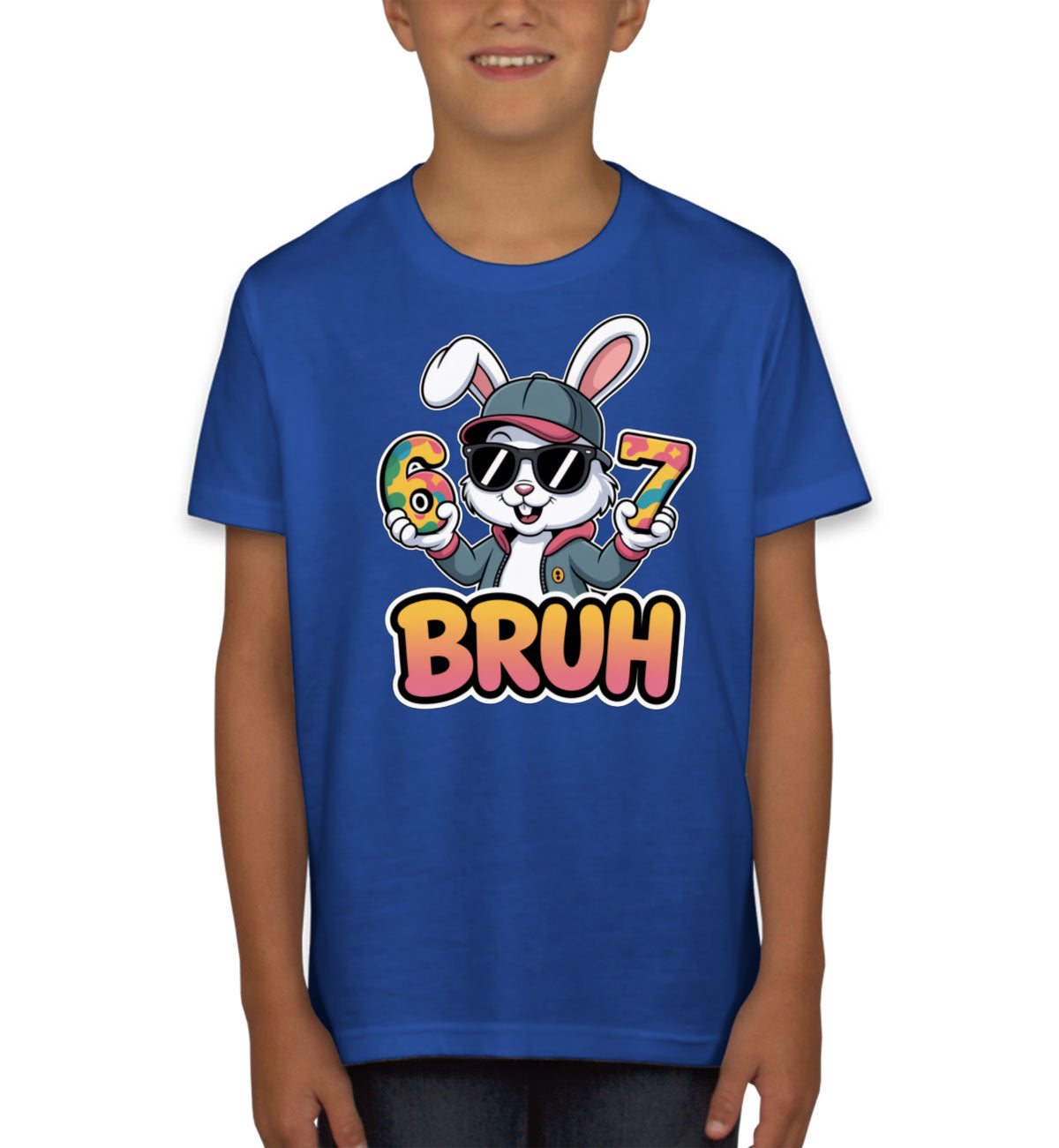Six Seven Sixty Seven Bruh Bunny Easter Youth T-shirt