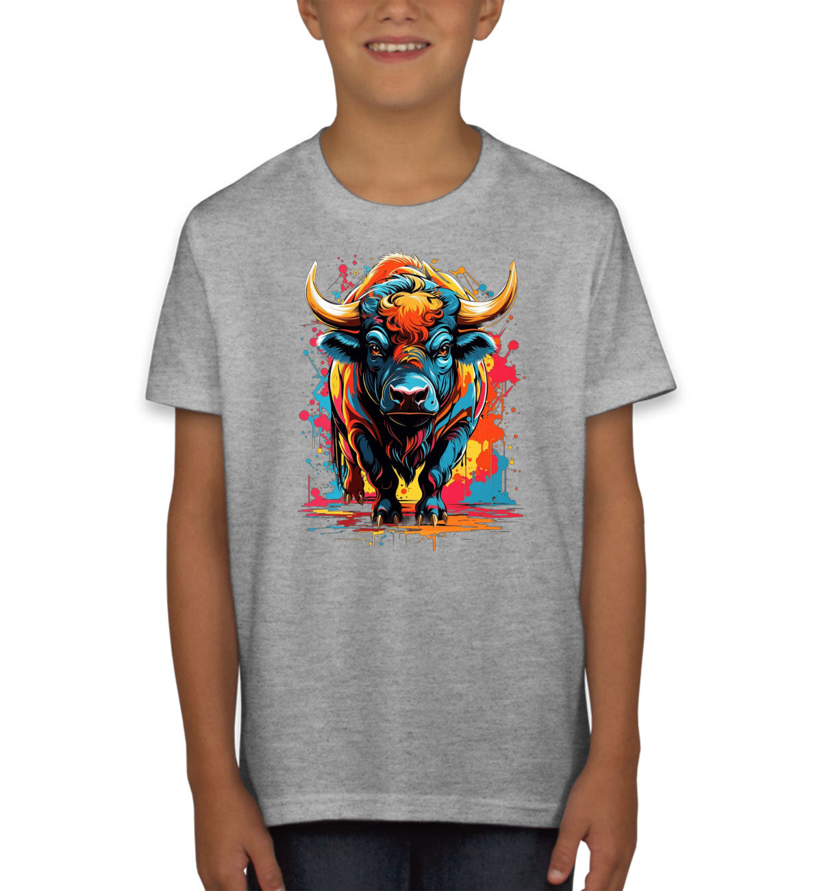 Illustration Colorful Bull Youth T-shirt