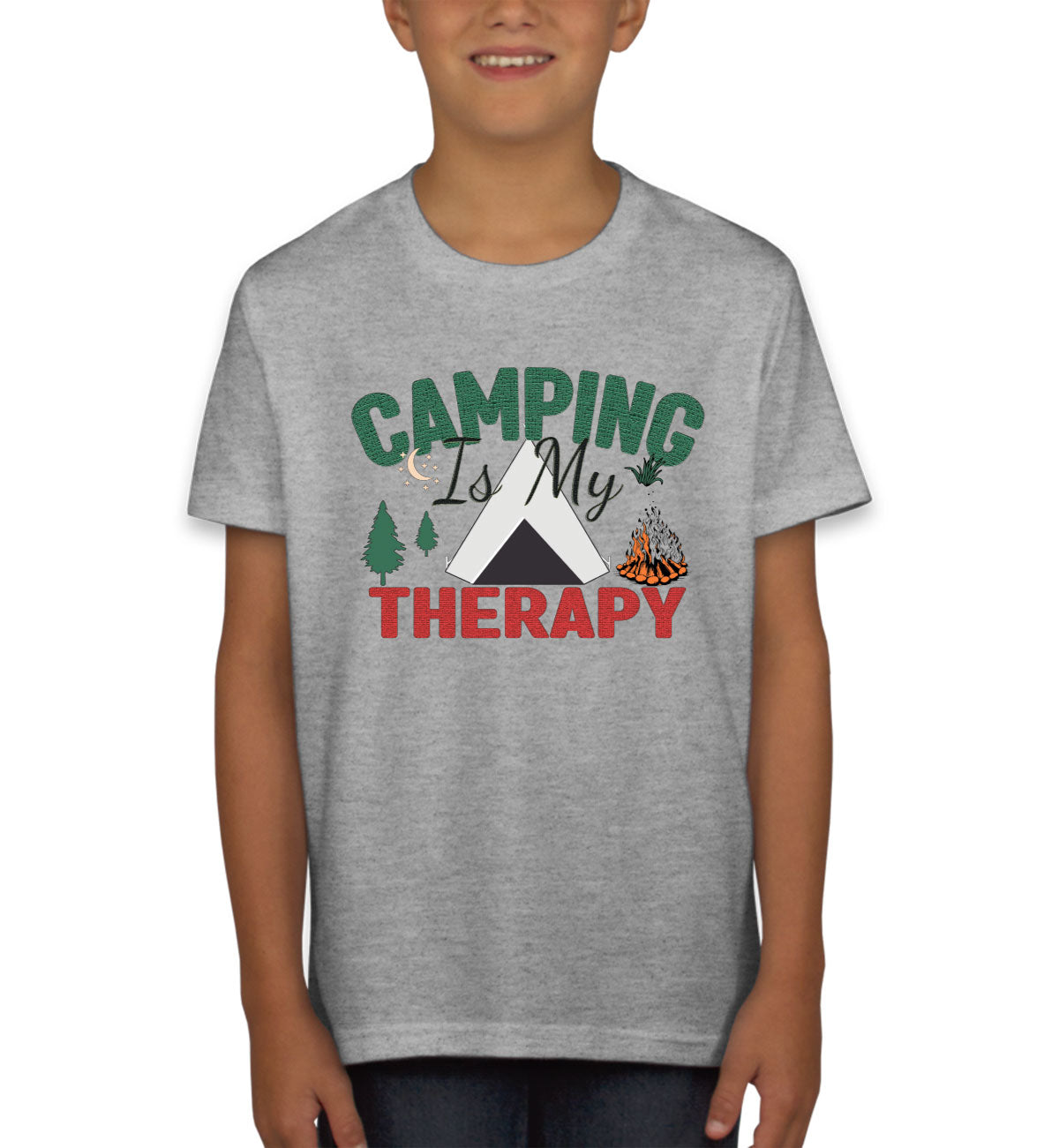 Camping Is My Therapy Youth T-shirt