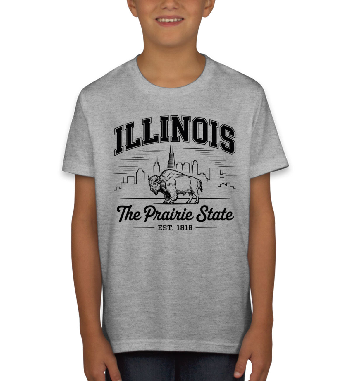 Illinois Cityscape Illustration The Prairie State Youth T-shirt