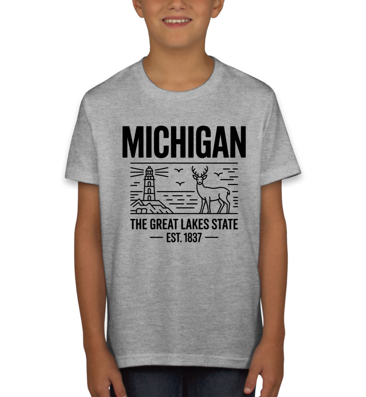 Michigan Cityscape Illustration The Great Lakes State Youth T-shirt