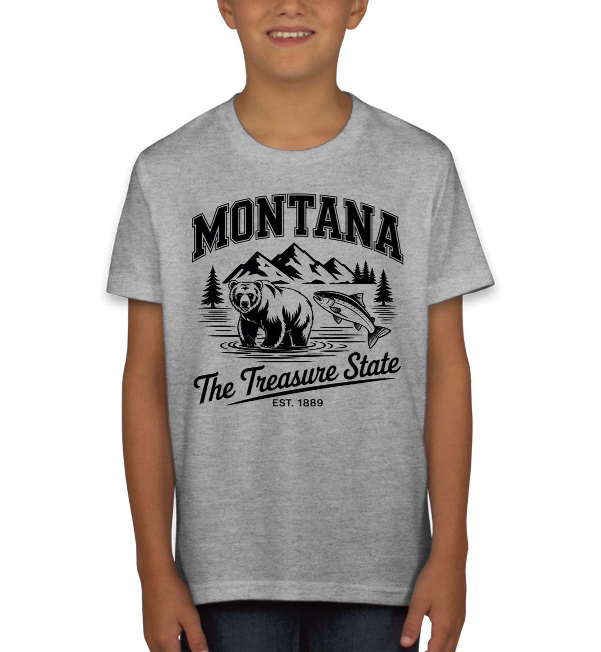Montana Cityscape Illustration The Treasure State Youth T-shirt