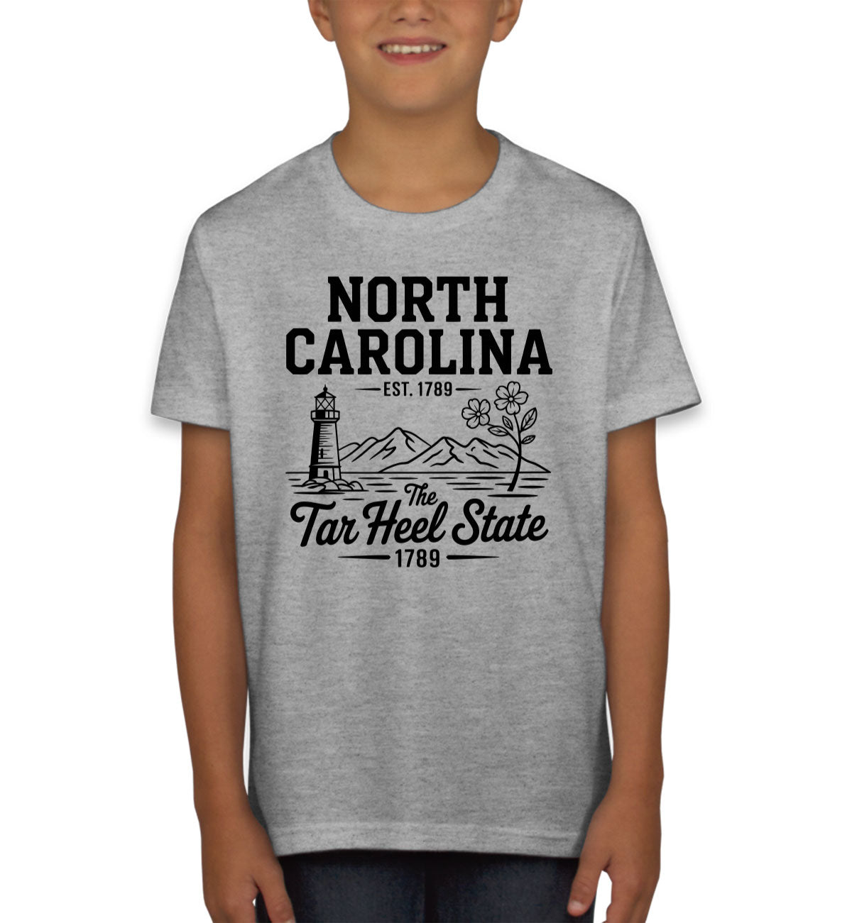 North Carolina Cityscape Illustration The Tar Heel State Youth T-shirt