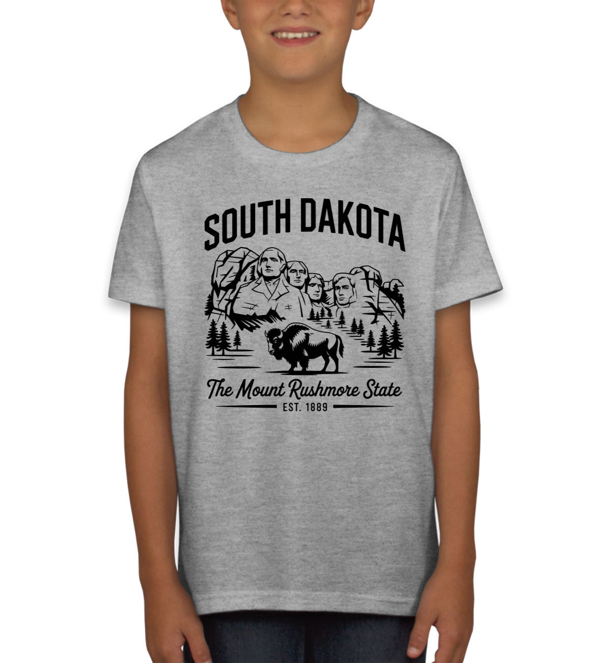 South Dakota Cityscape Illustration The Mount Rushmore State Youth T-shirt