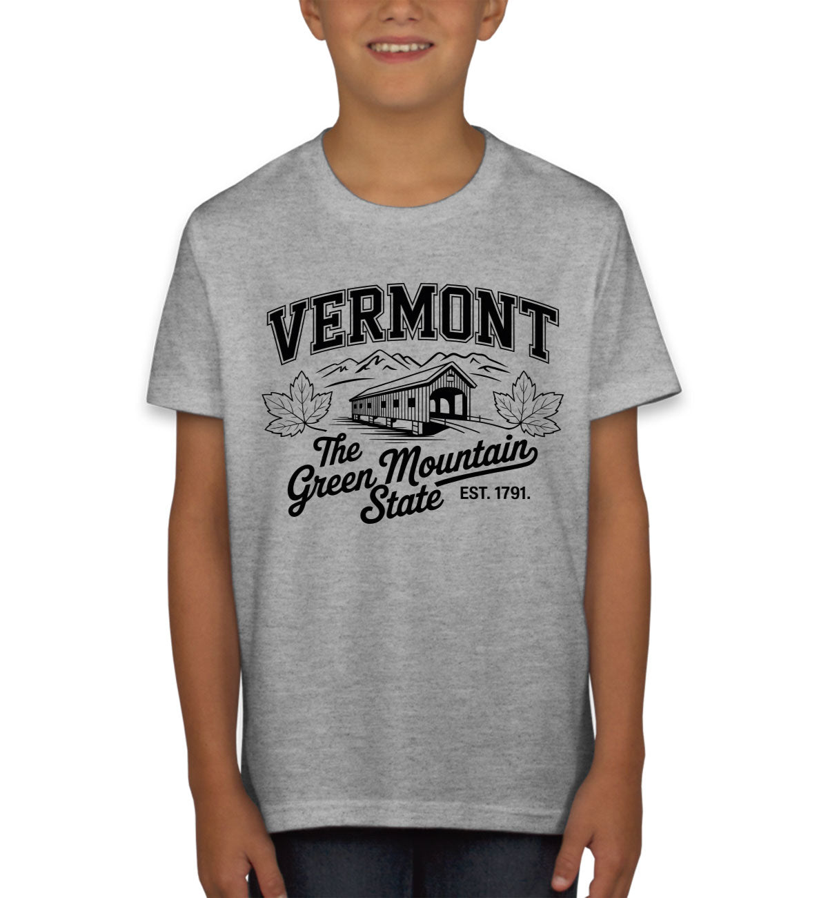 Vermont Cityscape Illustration The Green Mountain State Youth T-shirt