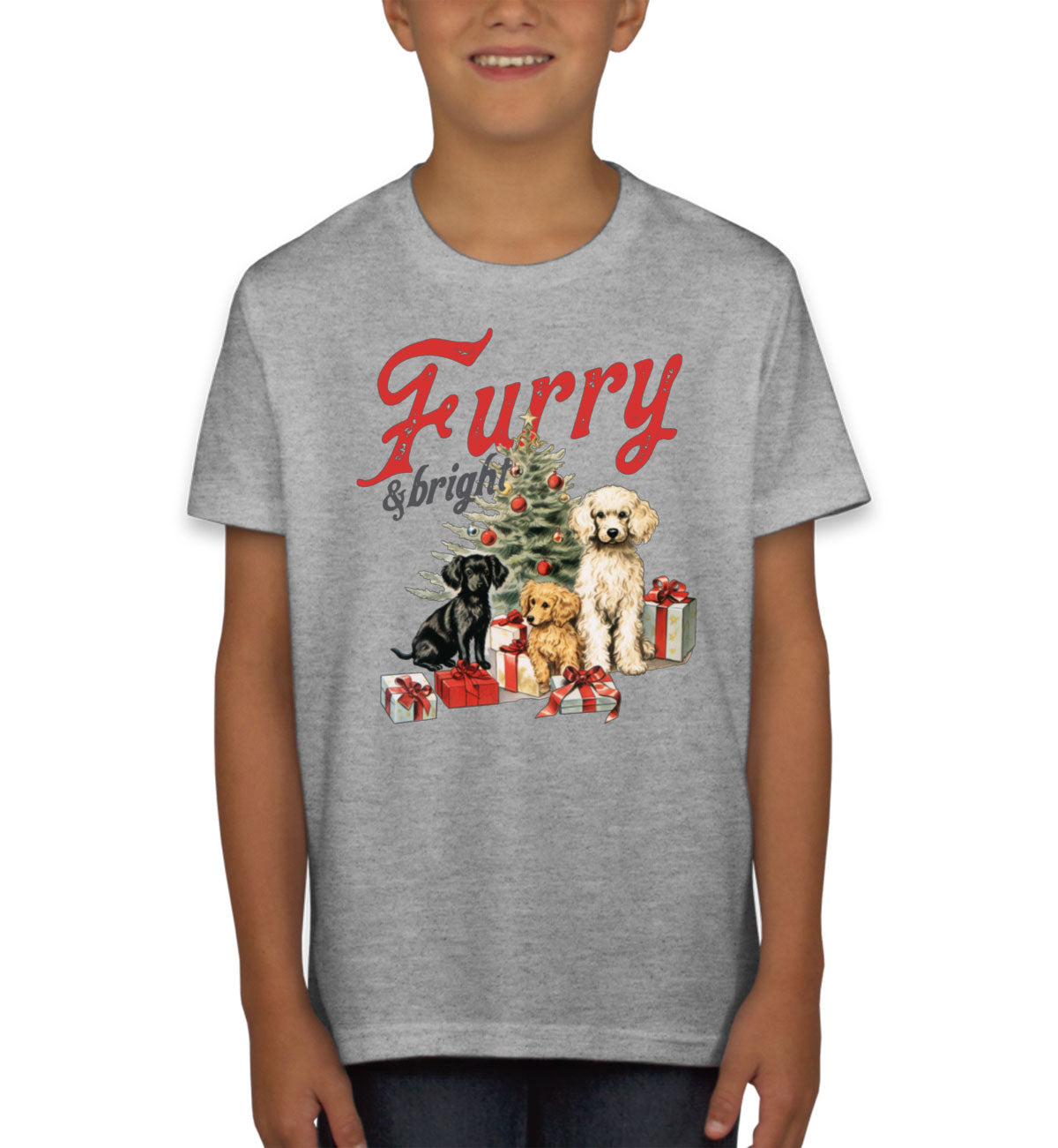 Furry And Bright Christmas Youth T-shirt