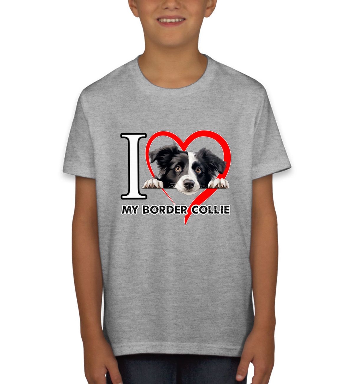 I Love My Border Collie Dog Youth T-shirt