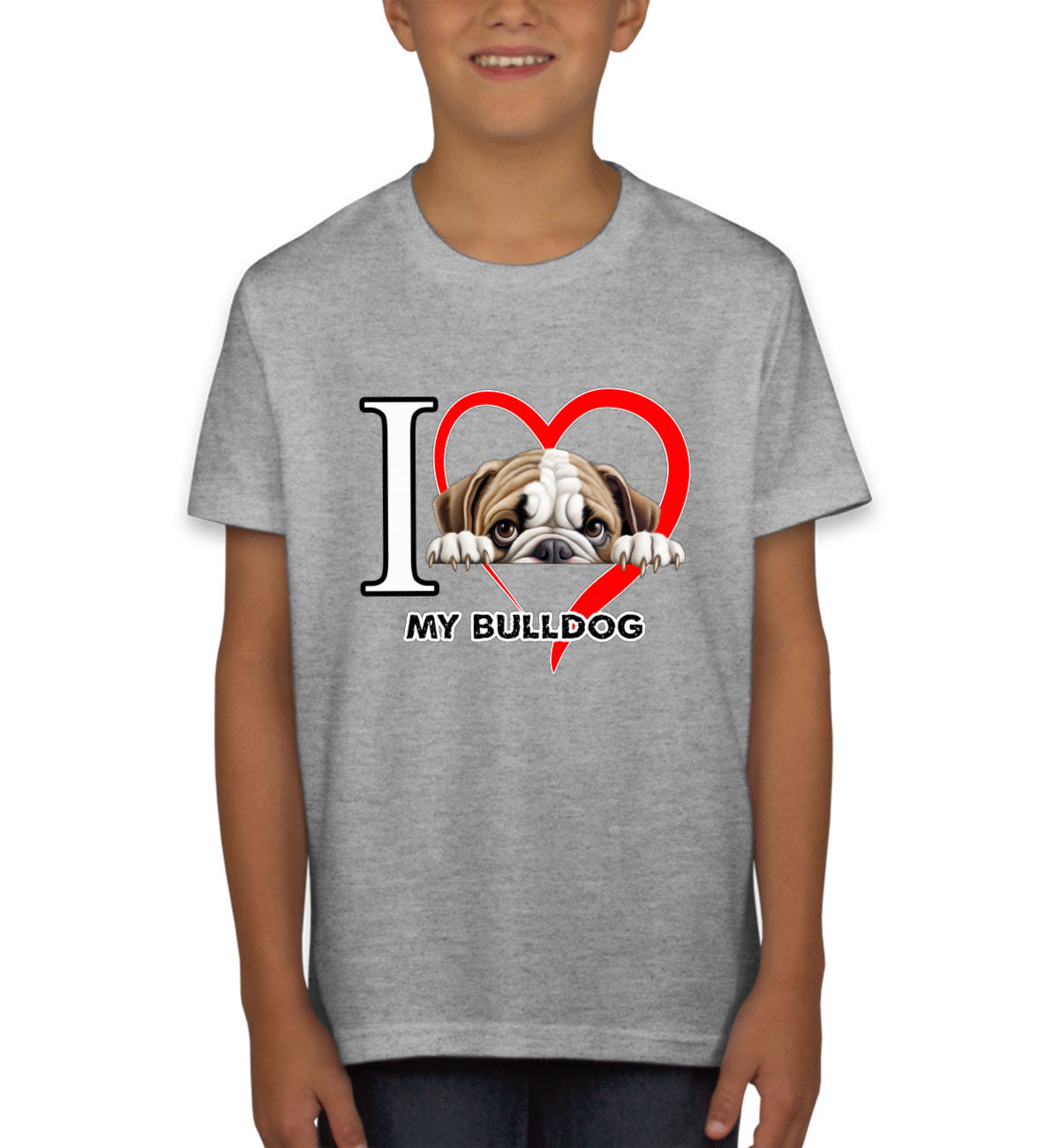 I Love My Bulldog Dog Youth T-shirt