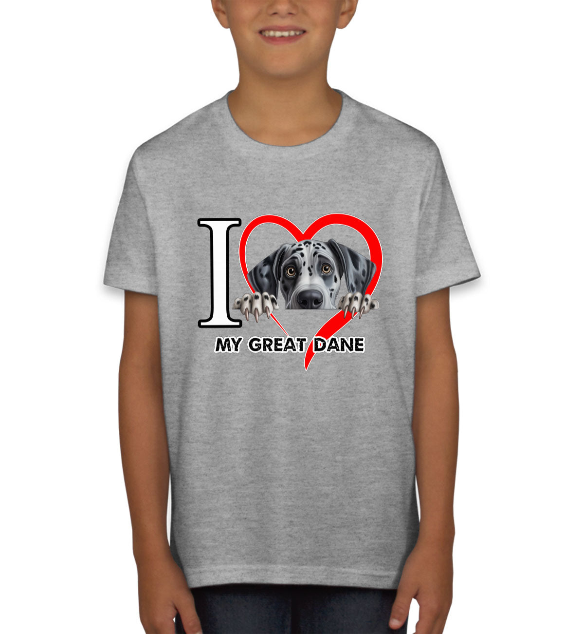 I Love My Great Dane Dog Youth T-shirt