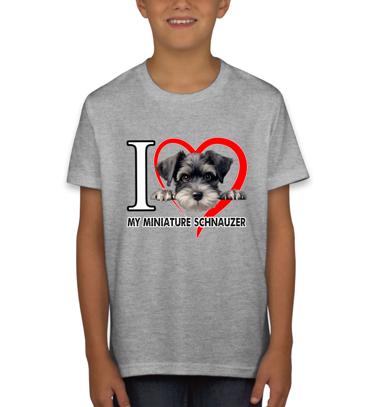 I Love My Miniature Schnauzer Dog Youth T-shirt