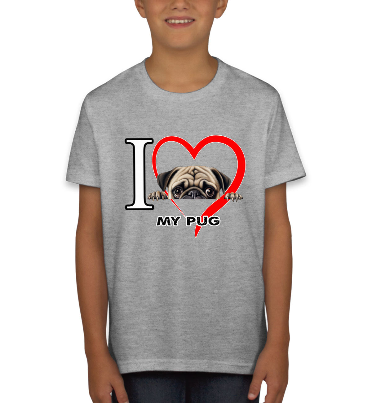 I Love My Pug Dog Youth T-shirt